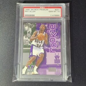 1996 Skybox Premium Ray Allen ROOKIE RC #201 PSA 10 Bucks Jesus Shuttlesworth
